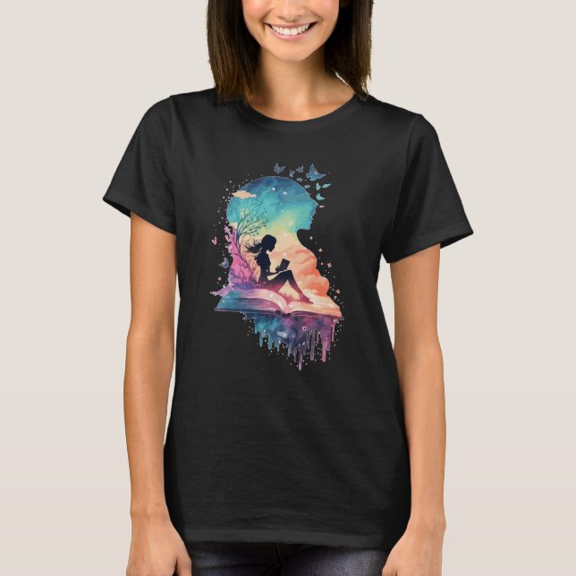 Celestial Fairy Reading Book Fantasy Novel Book T-Shirt (Front)