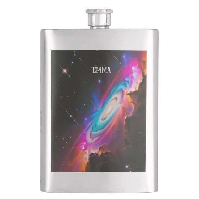 Celestial Fantasy Black Hole Custom Name Flask (Front)