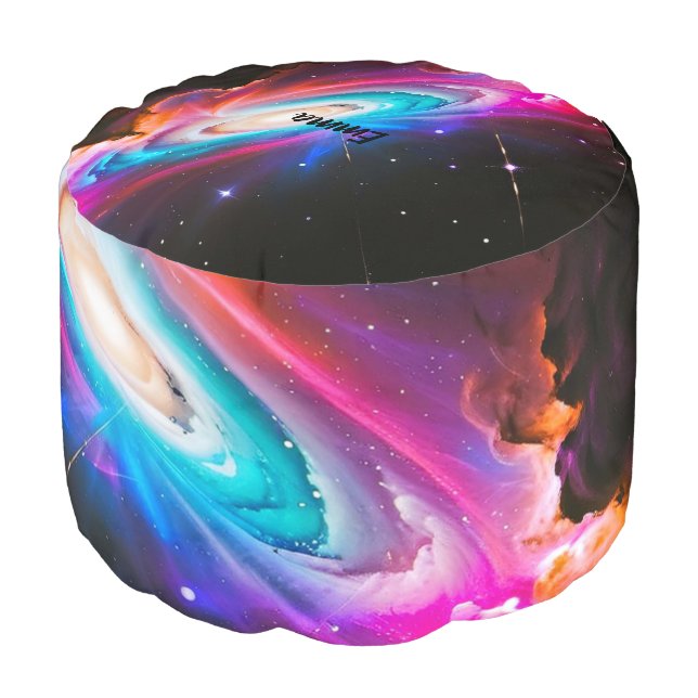 Celestial Fantasy Black Hole Custom Name Script Pouf (Angled Front)