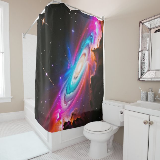 Celestial Fantasy Black Hole Shower Curtain (In Situ)