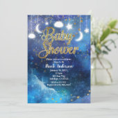 Celestial Fantasy Gold Stars & Glow Baby Shower Invitation (Standing Front)