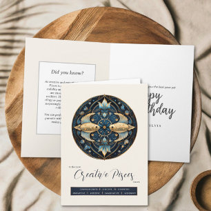 Celestial Fantasy Zodiac Symbol Pisces Birthday Card