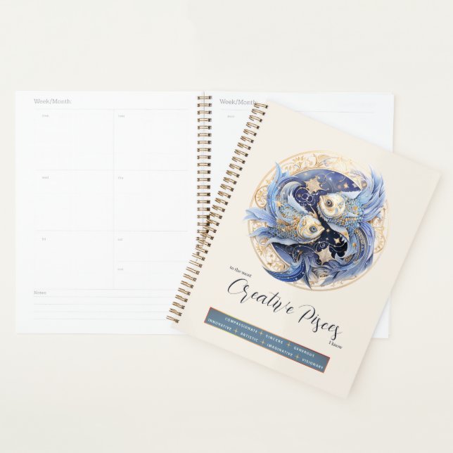 Celestial Fantasy Zodiac Symbol Pisces Birthday Planner (Display)