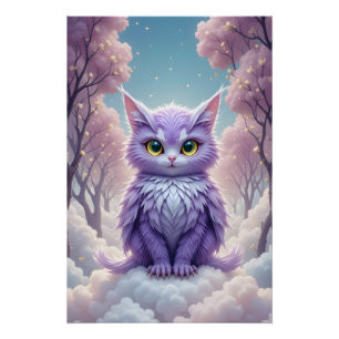 Celestial Feline Fantasy Poster