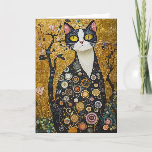 Celestial Feline in Gold Invitation (Front)
