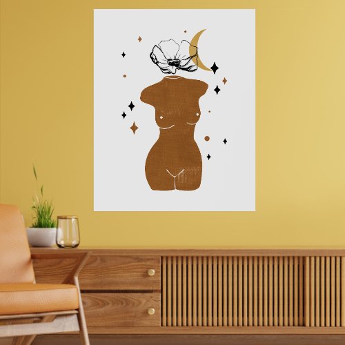 Celestial Female Abstract Boho Wall Art Poster
