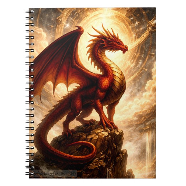 Celestial Fire Dragon Guardian Fantasy Notebook (Front)