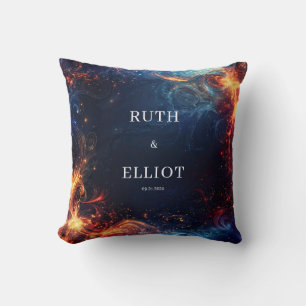 Celestial Fire Ice Abstract Swirl Galaxy Throw Pillow
