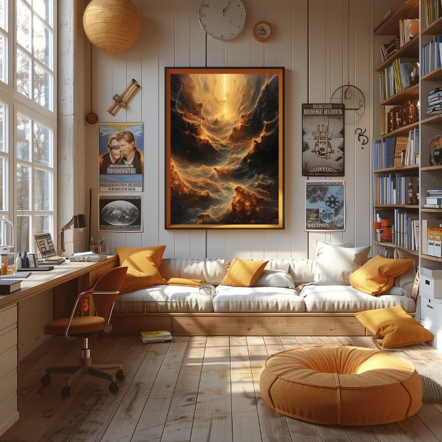 Celestial Firestorm: Surrealist Abyss Poster (Creator Uploaded)