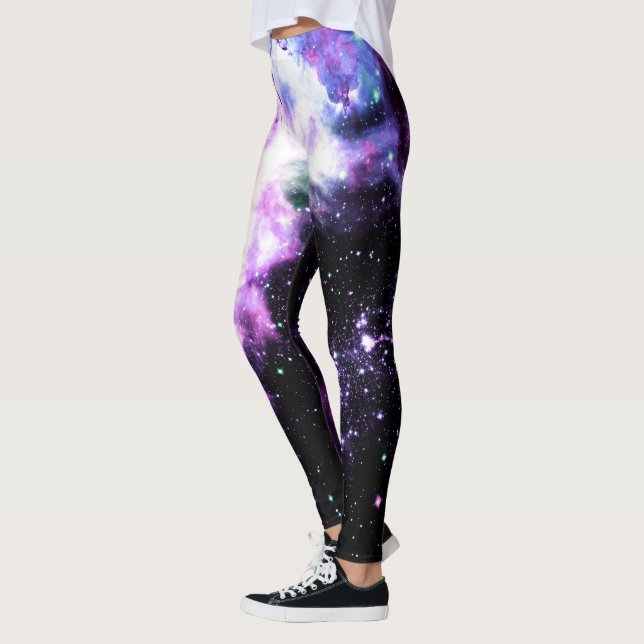 Celestial Fireworks Purple Sparkle Leggings (Left)