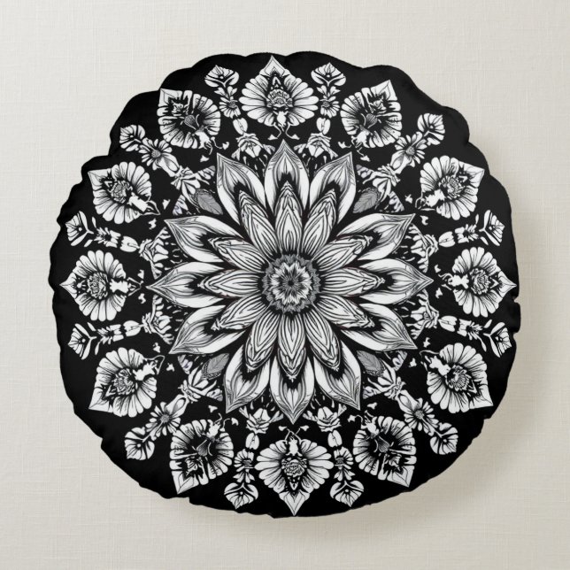 Celestial Flora Round Pillow (Front)