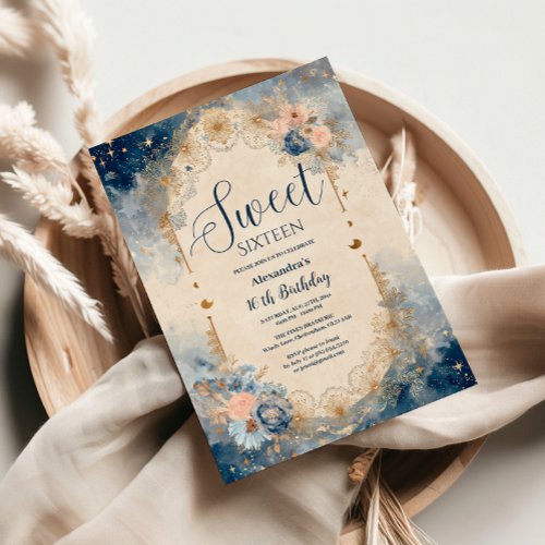 Celestial Floral Art Nouveau Sweet Sixteen