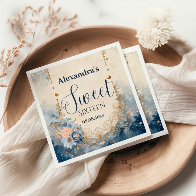 Celestial Floral Art Nouveau Sweet Sixteen Napkins (Creator Uploaded)