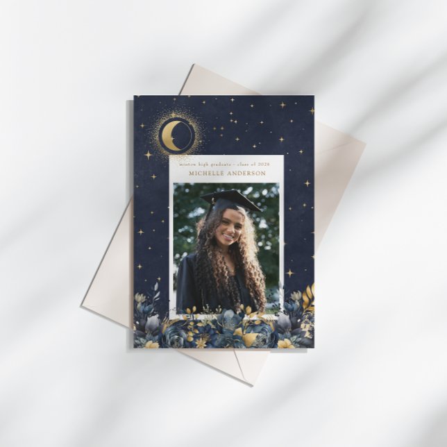 Celestial Floral Moon Graduation Announcement (Creator Uploaded)