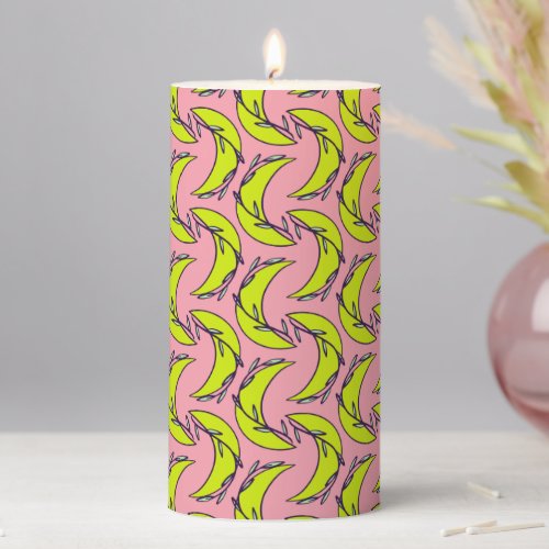 Celestial floral moon pattern pillar candle