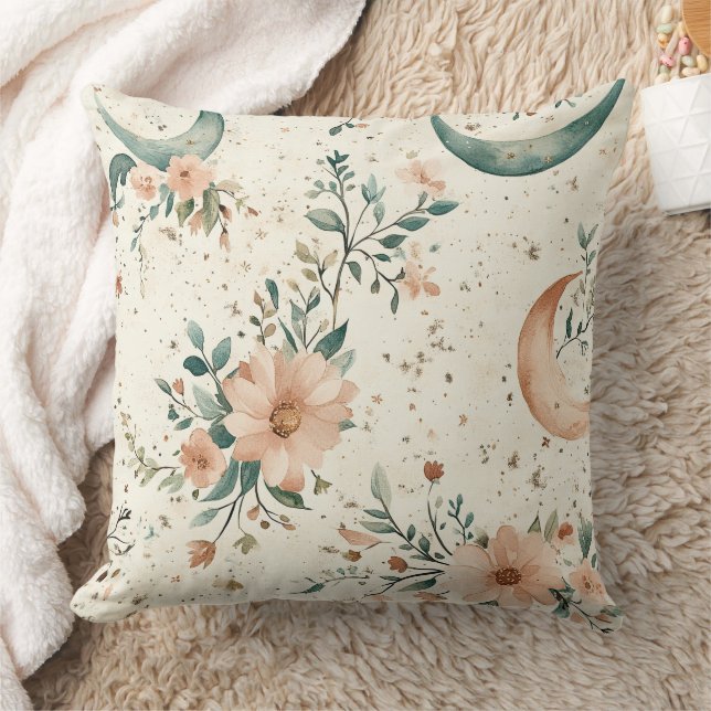 Celestial Floral Pattern (10) Throw Pillow (Blanket)