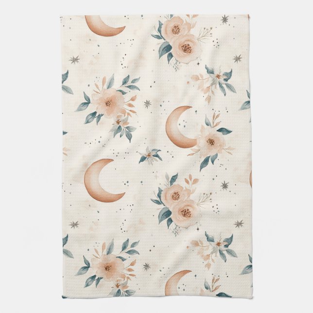 Celestial Floral Pattern (1) Kitchen Towel (Vertical)