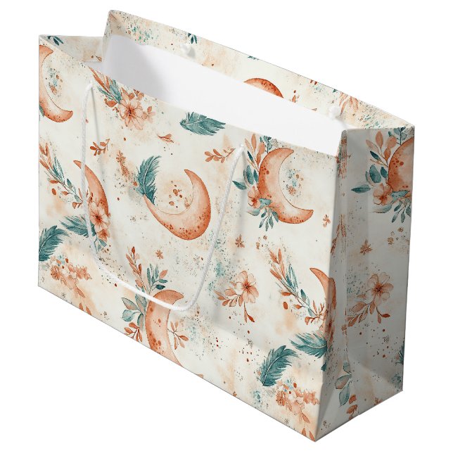 Celestial Floral Pattern (4) Large Gift Bag (Front Angled)