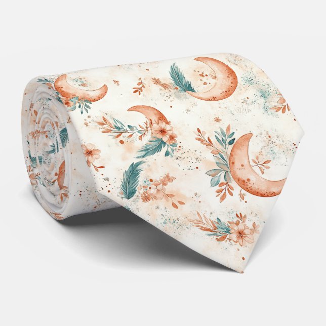Celestial Floral Pattern (4) Neck Tie (Rolled)