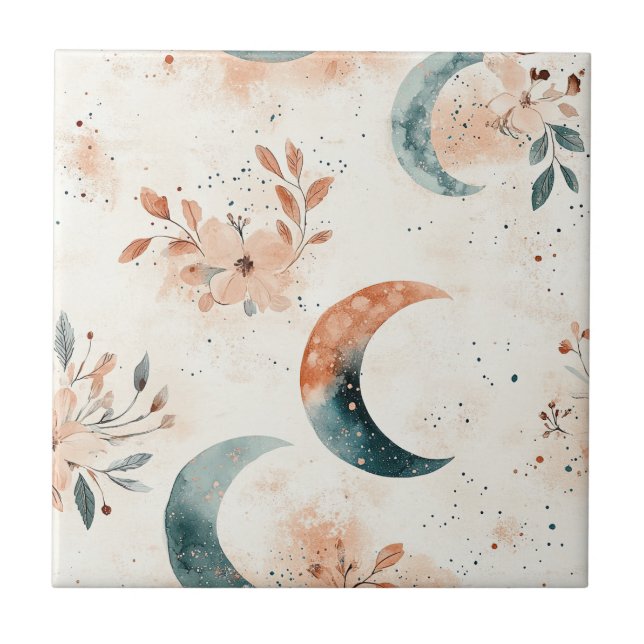 Celestial Floral Pattern (7) Ceramic Tile (Front)