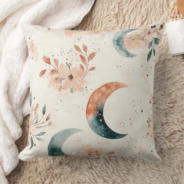 Celestial Floral Pattern (7) Throw Pillow (Blanket)