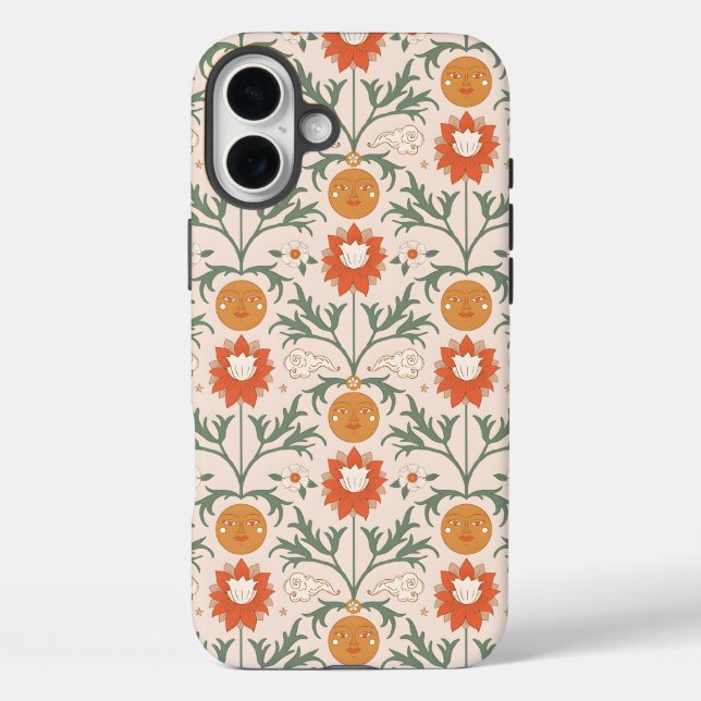 Celestial Floral Sunburst Seamless Pattern Design Case-Mate iPhone Case (Back)