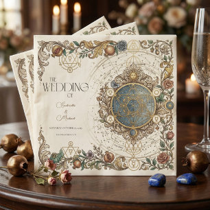 Celestial Floral Vintage Wedding  Napkins