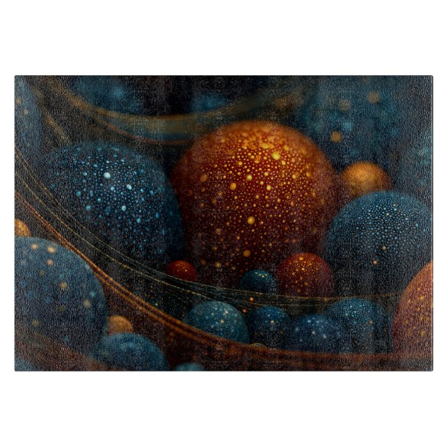 Celestial Flow: Abstract Spheres in Motion Cutting Board (Front)