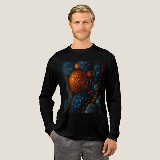 Celestial Flow: Abstract Spheres in Motion Tri-Blend Shirt (Full Front)
