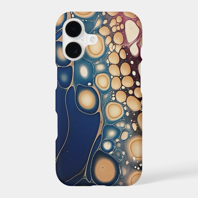 Celestial Fluid Marble in Midnight Gold Iphone Case (Back)