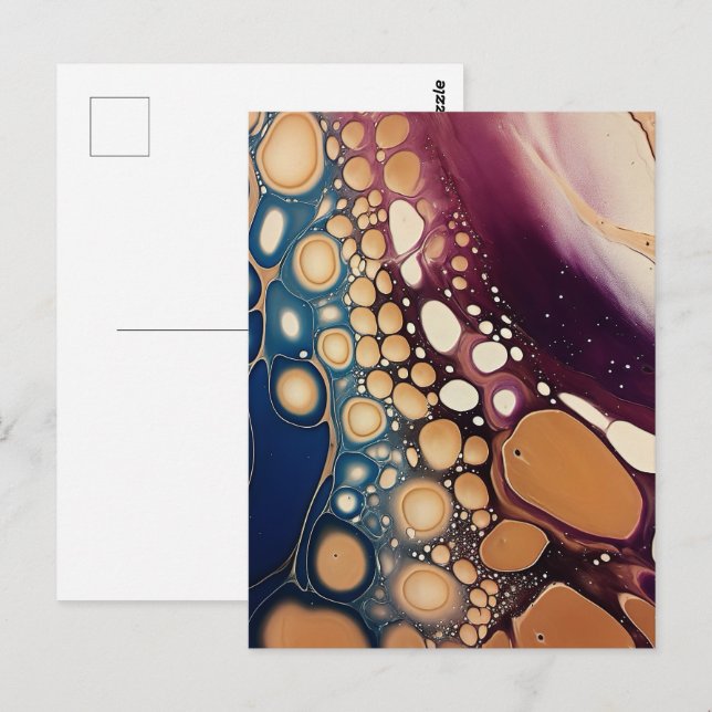 Celestial Fluid Marble in Midnight Gold Postcard (Front/Back)