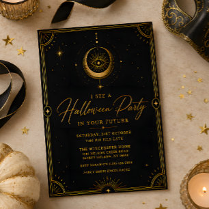 Celestial Fortune Teller Halloween Party Invitation
