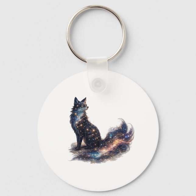 Celestial Fox | Cosmic Fantasy Animal Keychain (Front)