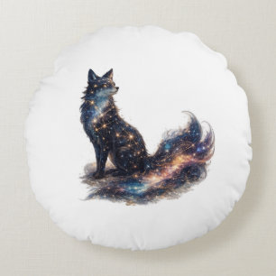 Celestial Fox Cosmic Fantasy Animal Round Pillow