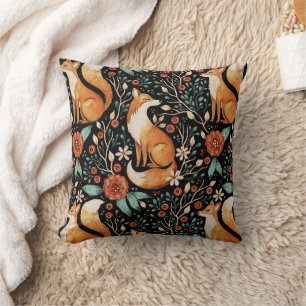 Celestial Fox in a Starry Night Sky Throw Pillow