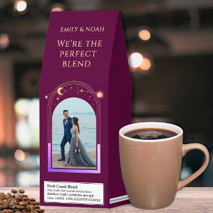 Celestial Fuchsia Gold Sun Moon Stars Wedding Roasted Coffee