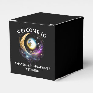 Celestial full moon 3D starry night magenta chic Favor Boxes