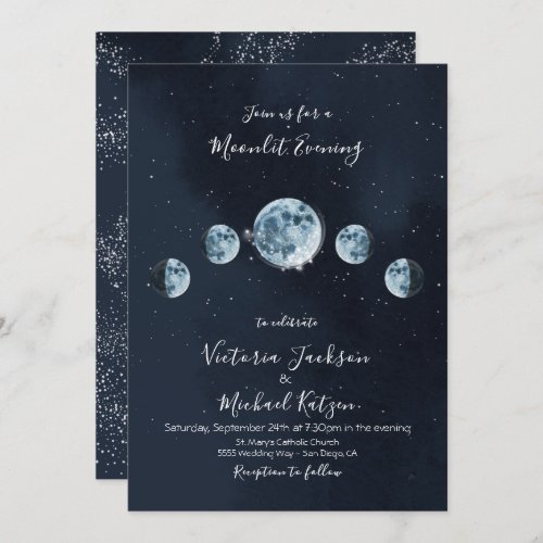 Celestial Full Moon and Stars invitations