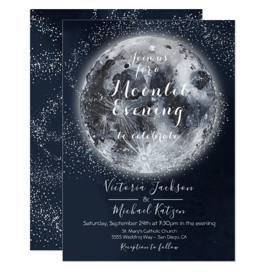 Celestial Full Moon and Stars invitations | Zazzle.com