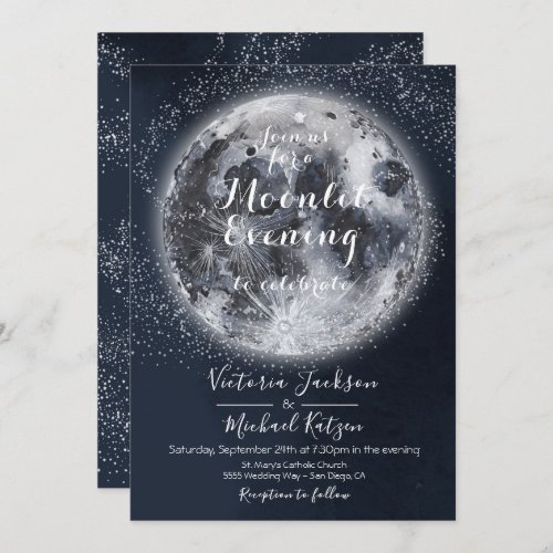 Celestial Full Moon and Stars invitations