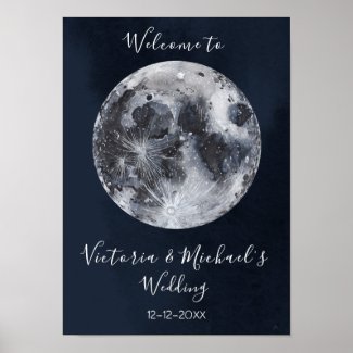 celestial full moon and stars poster