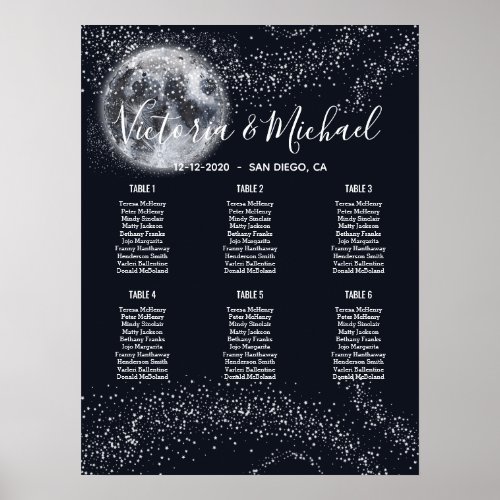 Celestial Full Moon and Stars Seating Chart