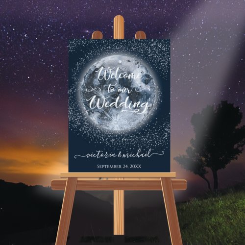 Celestial Full Moon and Stars Wedding Welcome Foam Board