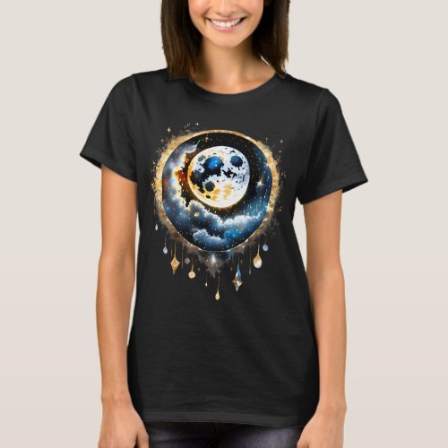 Celestial full moon starry night fantasy chic T_Shirt