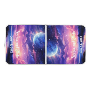 Celestial Full Moon Stars Clouds Mystical Wedding Beer Pong Table