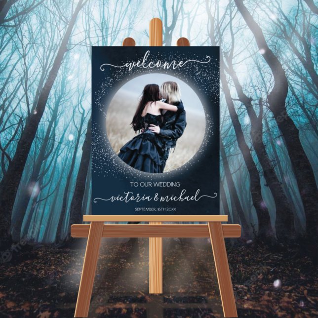 Celestial Full Moon & Stars Photo Wedding Welcome Foam Board (Creator Uploaded)