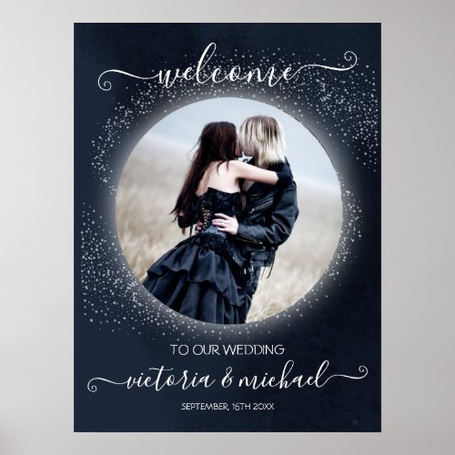 Celestial Full Moon  Stars Photo Wedding Welcome Poster