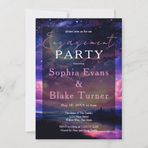 Celestial Full Moon Stars Wedding Engagement Party Invitation