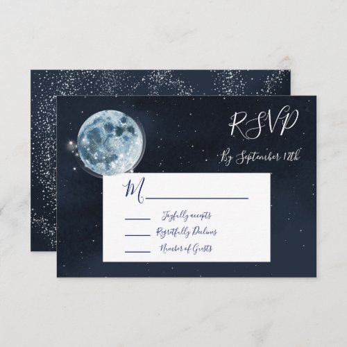 Celestial Full Moon Stars Wedding response RSVP