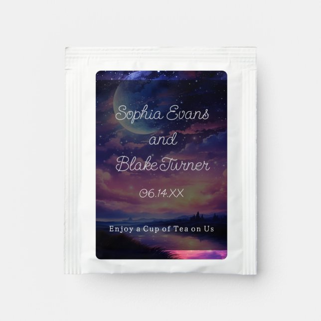 Celestial Full Moon Stars Wedding Tea Drink Mix (Front)